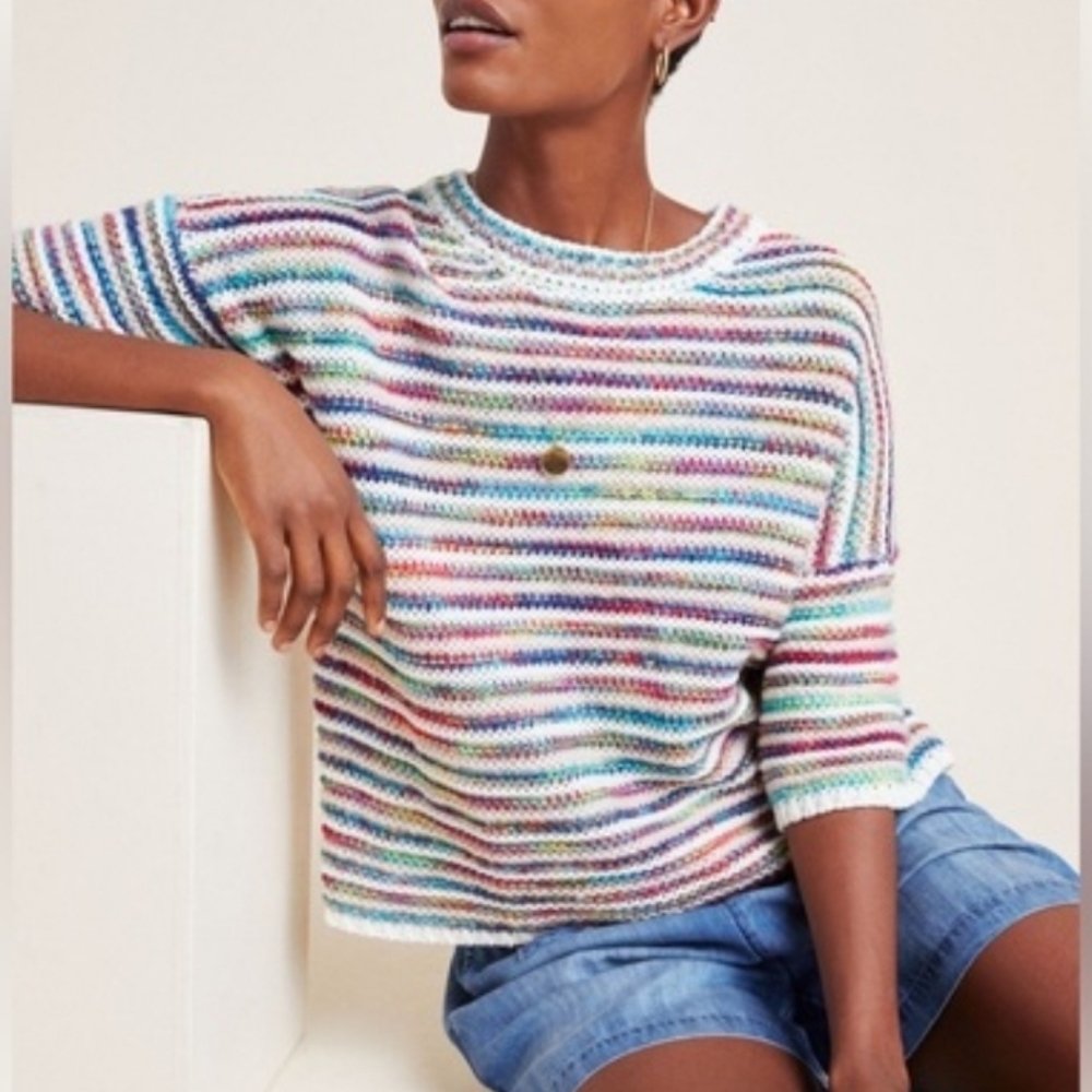 Anthropologie Chuncky Knit Short Sleeve Sweater